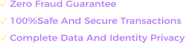 Zero Fraud Guarantee, 100% Safe And Secure Transactions, Complete Data And Identity Privacy